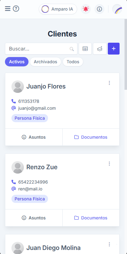 Área de Clientes